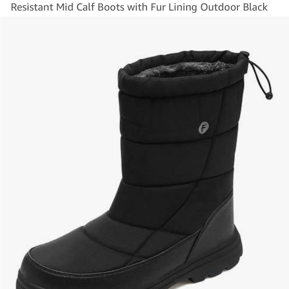 Unisex Winter Snow Boots Water-Resistant Mid Calf Boots Faux Fur Lined Black 45